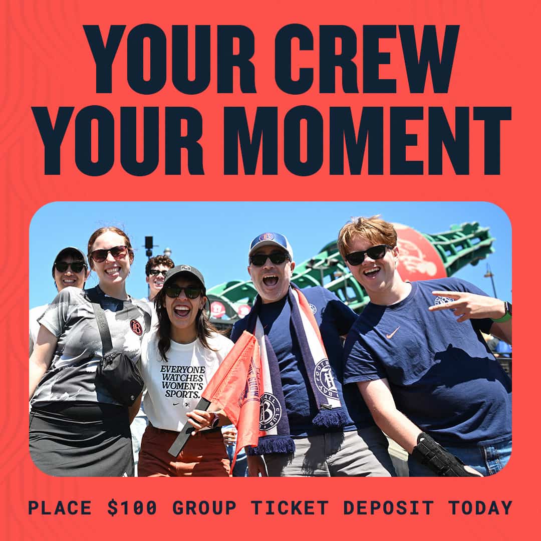 Your Crew. Your Moment. Place a deposit for 2026 Bay FC group tickets!