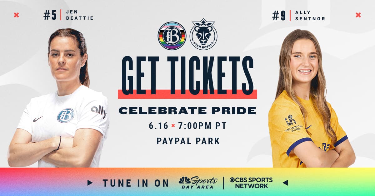 Bay FC vs Utah Royals FC Get Tickets Celebrate Pride June 16 at 7:00 p.m. at PayPal Park